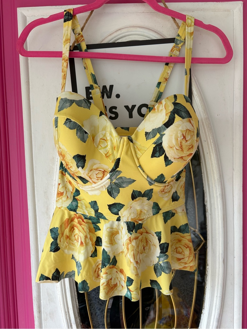 torrid Yellow Floral Peplum Swim Camisole